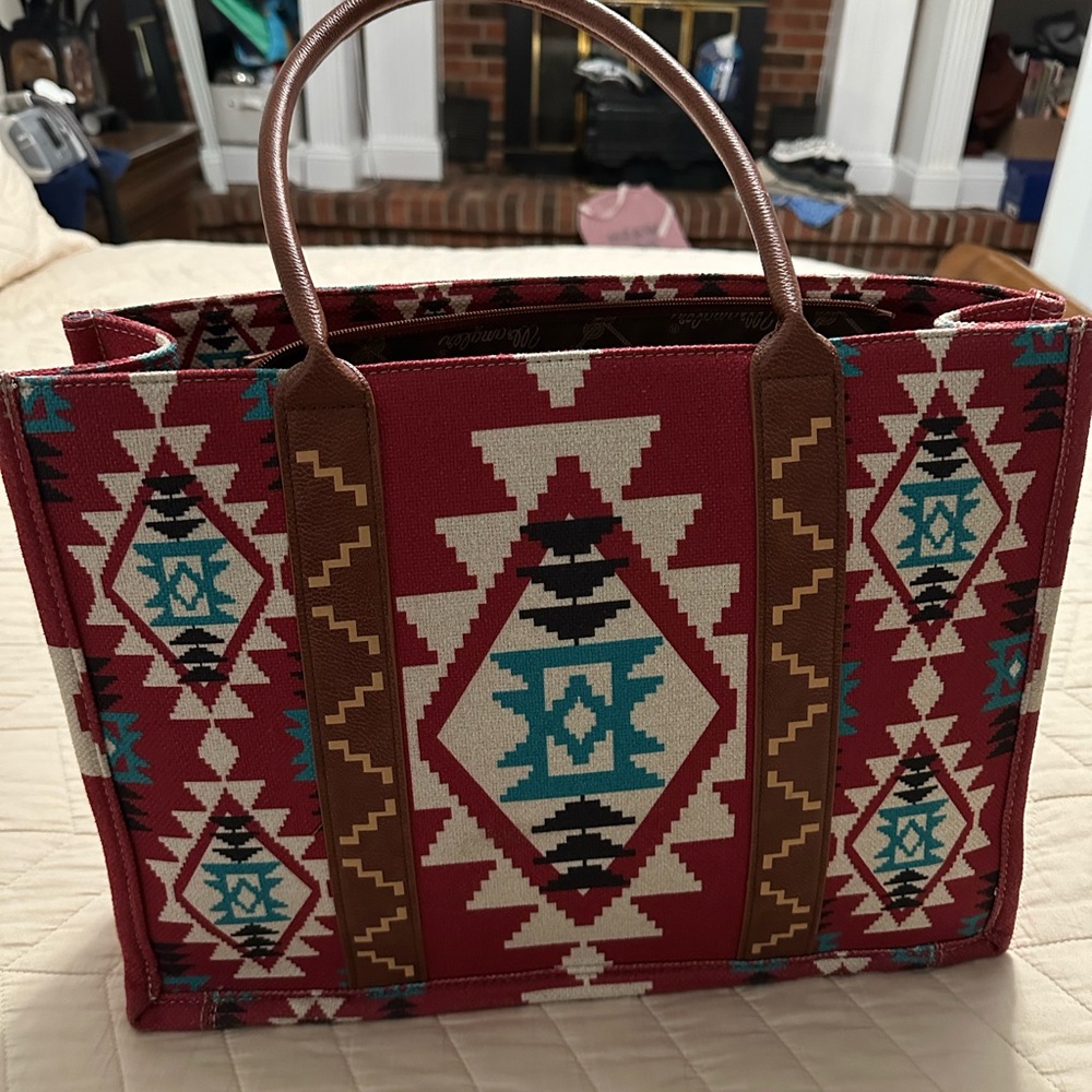 Aztec Pattern Red and Brown Tote Bag